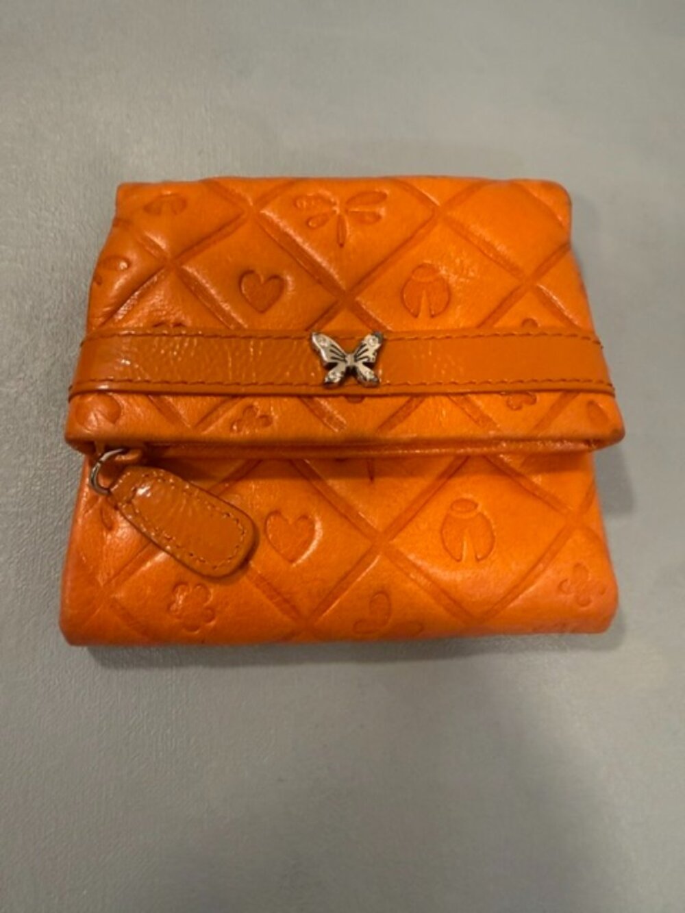 Brighton Flutter Fantasy Orange Leather Trifold Wallet